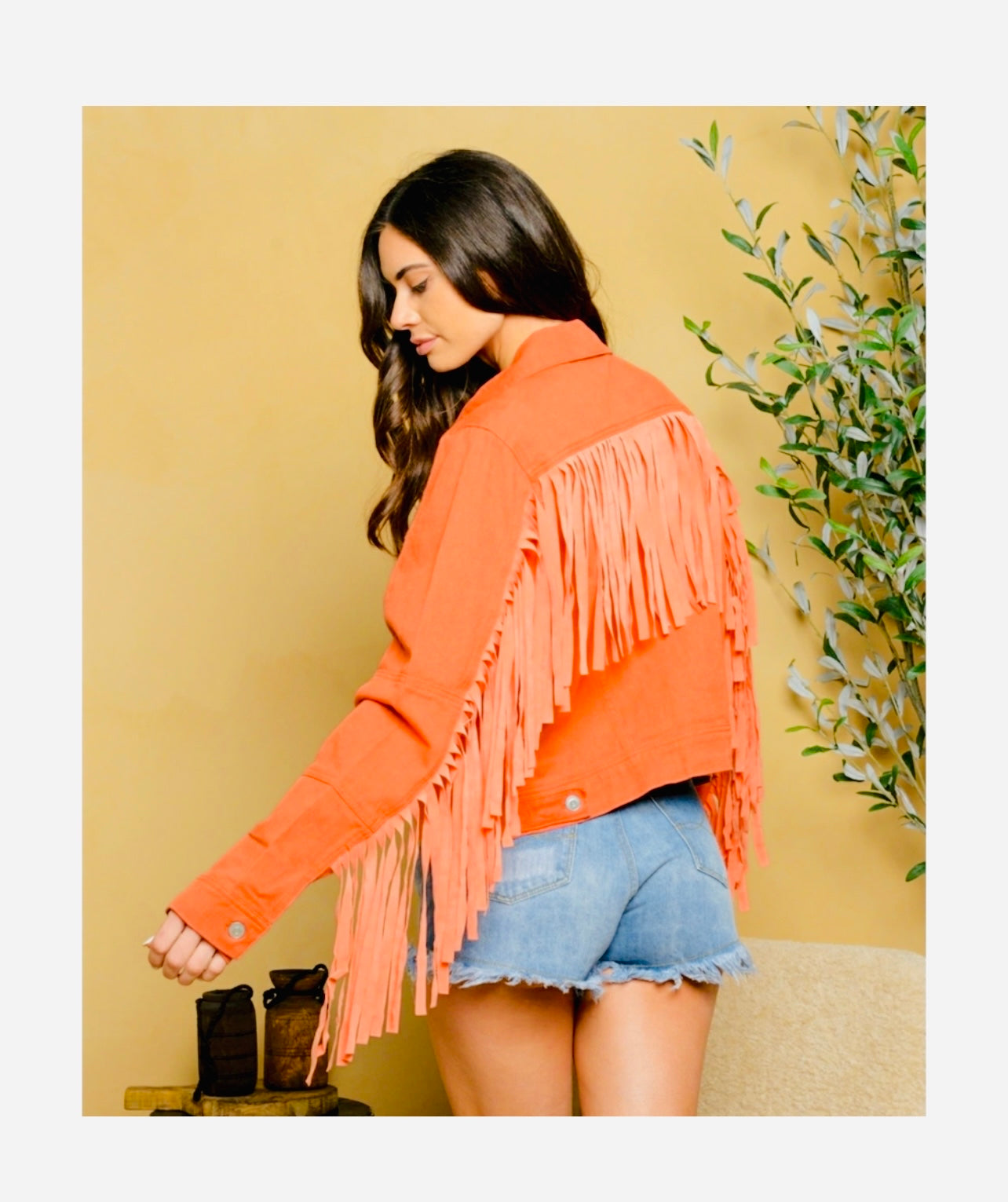 Denim Jacket With Suede Fringe