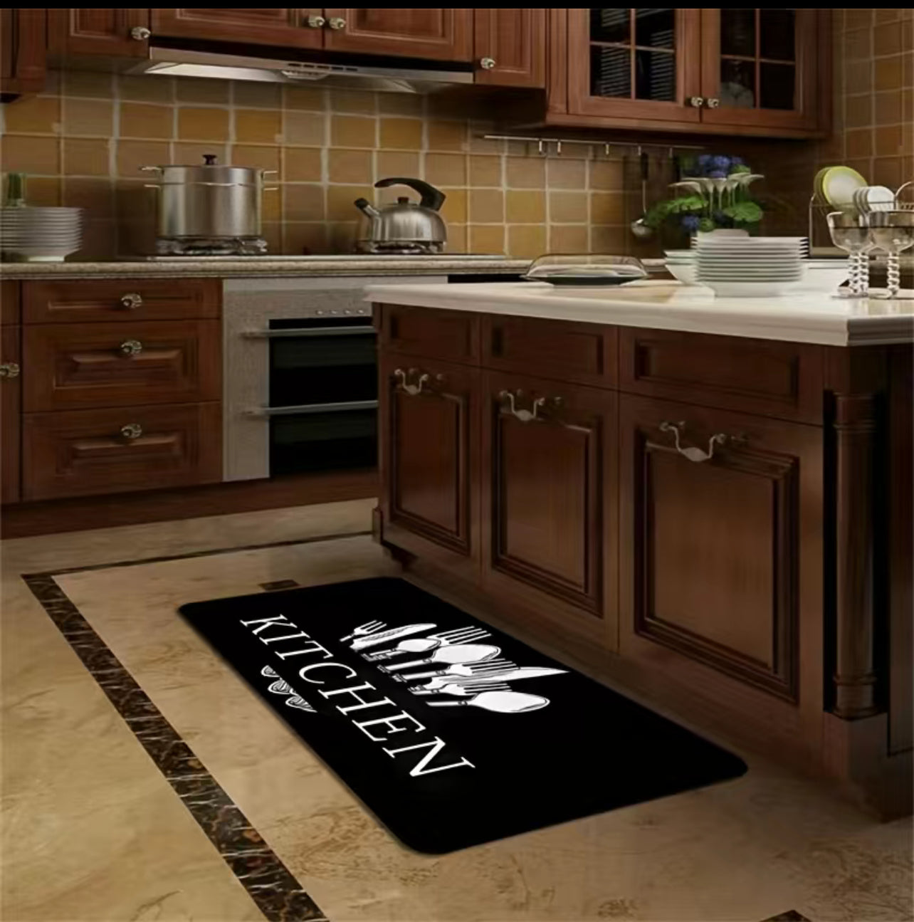 Kitchen Soft Cushioned Waterproof Comfortable 3pc Mat/Rug, Waterproof Non-Slip Different Sizes