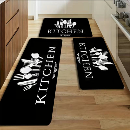 Kitchen Soft Cushioned Waterproof Comfortable 3pc Mat/Rug, Waterproof Non-Slip Different Sizes